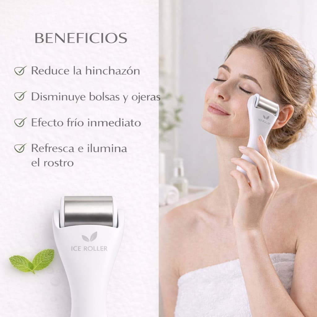 Ice Roller Facial  de Acero Inoxidable· Rodillo de Hielo Facial Masajeador Frio para la Cara y Cuello