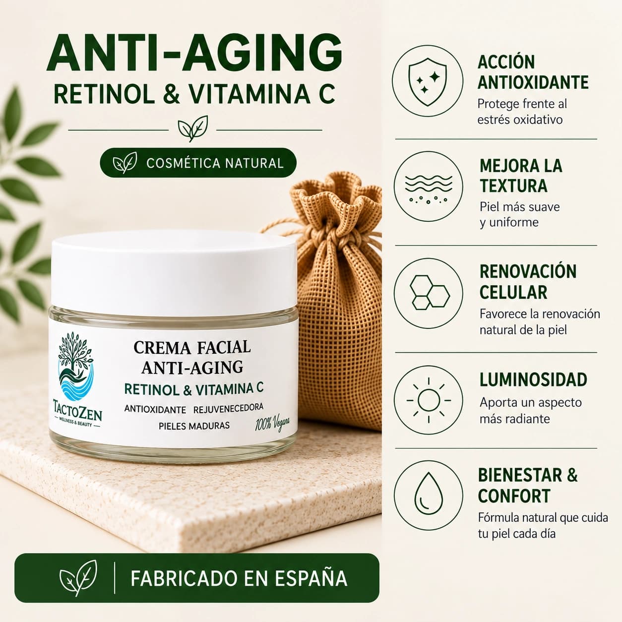 Pack Crema Facial Anti-Aging 50 ml + Bolsita de regalo